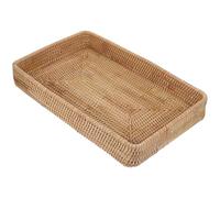 IWOWHERO Bandeja Rectangular Grande de Ratán Tejida a Mano Multifuncional para Servir y Almacenamiento Decorativa Color Natural Adecuado para Cocina Baño y Mesa de Centro Estilo