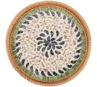 IWOWHERO Bandeja Redonda Tejida de Ratán Pequeña 30 CM Cesta Decorativa Multiusos para Servir Frutas y Pan Porta Alimentos Natural para Almacenamiento y Decoración del Hogar