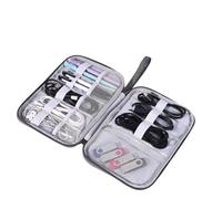 IWOWHERO Bolsa de Transporte Digital Multifunción Gris Organizador de Cables USB Portátil Funda para Almacenamiento de Auriculares y Batería Externa Tamaño Compacto para Viajes y Uso