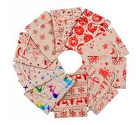 IWOWHERO Bolsas de Arpillera para Navidad Cordón Ajustable 24 Unidades Bolsa para Dulces y Regalos Saco de Almacenamiento Números Rojos para Calendario de Adviento