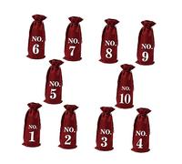 IWOWHERO Bolsas De Yute Para Vino Números Del 1 Al 10, Set De 10 Unidades, Duraderas y Prácticas, Multicolor, Para Fiestas, Navidad y Banquetes, Adecuado Para Regalos y Eventos