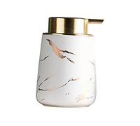IWOWHERO Botella De Cerámica Para Loción Botella De Jabón Líquido Con Dispensador De Presión Envase Multiusos De Viaje Color Blanco Marmorizado Para Cosméticos y Jabón