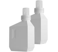 IWOWHERO Botellas Cuadradas Planas PE 600Ml 2 Piezas Dispensadores de Lavandería Rellenables para Detergente Gel de Baño y Champú Reutilizables para Hogar Hotel y Viaje
