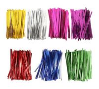 IWOWHERO Bridas de Alambre para Bolsas de Alimentos 7 Paquetes de 10 CM Colores Surtidos Dorado Plata Rojo Verde Azul Morado Rosa Flexibles y Resistentes para Embalaje y Cierre