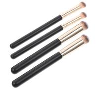 IWOWHERO Brocha Corrector Ojos 4 Pcs Brochas Maquillaje Profesional para Aplicar Fundación y Polvo Mango de Madera, Cómodas y Prácticas para Uso Diario