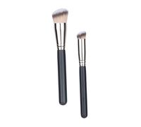 IWOWHERO Brochas de Maquillaje Profesional Aplicación Rápida para Maquillaje Cremoso Polvo Set de 2 Diseño Ergonómico de Madera y Fibra Sintética para Base y Corrector