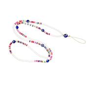 IWOWHERO Cadena para Teléfono Móvil con Cuentas de Colores Correa Larga para Cuello y Muñeca Antiperdida Colgante de Diseño Étnico con Letras Love y Abalorios de Arcilla Suave Estilo