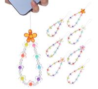 IWOWHERO Cadenas para Teléfono Dijes de Flores de Cuentas Multicolor, 7 Piezas, Correa Práctica para Muñeca, Charm para Celular Compatible y Accesorio Versátil para Bolso y Llavero