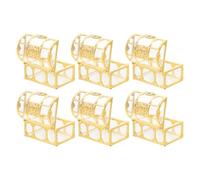 IWOWHERO Caja de Dulces de Boda Dorada Tapa Abatible Cofre Pequeño de 74X52X5 CM Paquete de 6 Unidades para Fiestas Regalos y Recuerdos Contenedor Seguro para Chocolates y Snacks