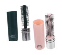 IWOWHERO Cepillo de Pelo de Viaje Redondo Compacto 2 Piezas Tamaño Bolsillo Retráctil para Cabello Liso y Rizado Mujeres y Hombres Uso Portátil en Viajes Rosa y Verde Botella