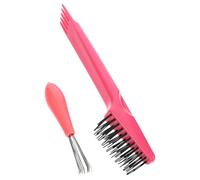 IWOWHERO Cepillo Limpiador de Peines y Removedor de Cabello 2 Piezas Tamaño Pequeño Herramienta Quitapelusas para Cuidado Personal Uso Doméstico y Profesional Color Rosa