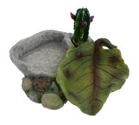 IWOWHERO Contenedor de Agua y Comida para Reptiles y Tortugas de Resina, comedero para Mascotas Que gatean, Resistente para Uso Diario, Sirve alimento