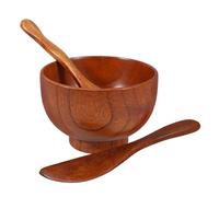 IWOWHERO Cuenco Facial de Madera Natural con Espátula y Cuchara para Mezcla de Kit de Herramientas para Cuidado de Piel DIY Accesorios Duraderos para Spa y Preparación de