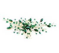 IWOWHERO Damas Diademas peine accesorios para el cabello verde novia tiara horquillas imitación accesorios para el cabello la boda tocado boda manual Pedazo cabello pedrería