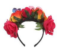 IWOWHERO Diadema de Flores Artificiales Rosas Fucsia 3D Accesorio Cabello de Tela Trenzada Banda Ligera para Niñas Adecuado para Fiestas Playa y Celebraciones de