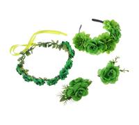 IWOWHERO Diadema de Flores Verdes Día de San Patricio 4 Piezas Pinza y Peine para Cabello, Accesorios Festivos para Niñas y Mujeres en Fiestas Irlandesas
