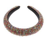 IWOWHERO Diadema de Mujer Ancha Gemas de Imitación, Esponja Suave, Aro Cabello Colorido, para Fiesta, Boda y Uso Diario