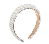 IWOWHERO Diadema de Novia con Perlas Y de Imitación Banda para El Pelo para Mujer Diadema de Estilo Barroco para Uso Diario