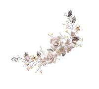 IWOWHERO Diadema de Perlas Exquisita para Boda Tocado de Novia Elegante Accesorios Cabello de Boda Diadema de Perlas Decorativa