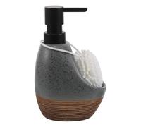 IWOWHERO Dispensador de Jabón de Cerámica Gris con Bomba y Bandeja Botella Rellenable para Gel de Ducha y Jabón de Manos Organizador Práctico para Baño y Cocina Dispensador Recargable