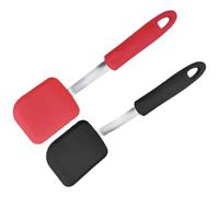 IWOWHERO Espátula de Silicona Pequeña Antiadherente Mango de Acero Inoxidable 2 Piezas en Negro Mate y Rojo Utensilios de Cocina Multifuncionales para Freír y Voltear en Hogar y