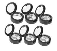 IWOWHERO Estuche de Sombras de Ojos Vacío Negro, 6 Piezas Redondas de Plástico, Rellenable y Fácil de Llevar para Noche de Chicas y Conciertos Varios estilos