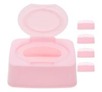 IWOWHERO Estuche Dispensador para 5 Toallitas Húmedas Infantiles con Tapa Abatible, Caja Portátil Rosa de Almacenamiento Anti-polvo para Viaje, Oficina y Uso Diario
