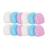 IWOWHERO Estuche Portátil para Dentaduras Postizas 12 Piezas, Caja de Plástico con Orificios de Ventilación, Colores Surtidos (,), Contenedor Compacto para Cuidado Bucal y Viaje