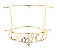 IWOWHERO Expositor para Tiaras de Boda de Metal Electrochapado, Soporte Doble Capa 13 Cm de Alto, Organizador de Accesorios Cabello y Diademas, Perchero Decorativo para Tienda y Sesiones
