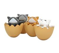 IWOWHERO Figuras De Gato Miniatura 4piezas para Niños, Decoración De Escritorio Amarilla, Juguetes En Miniatura Interactivas para Educar, Accesorio Ligero y Resistente para Hogar y Aula