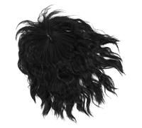 IWOWHERO Flequillo Postizo Rizado Natural 25cm Color Negro Clip Invisible para Mujer, Pieza de Cabello sin Costuras, Ligero y Transpirable para Uso Diario y Disfraces
