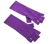 IWOWHERO Guantes Anti-Uv sin Dedos para Manicura Manoplas de Poliéster Resistentes y Transpirables Protección Solar para Uñas y Piel 1 Par Largo Color Púrpura Ideales para Decoración