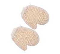 IWOWHERO Guantes Exfoliantes de Baño Beige de Doble Cara para Adultos 2 Unidades Guantes Espalda y Exfoliación Corporal Fibra de Sisal Natural Lavables y Reutilizables