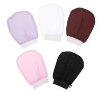 IWOWHERO Guantes Exfoliantes para Ducha 5 Unidades Manoplas de Fibra de Poliéster Capa Exfoliación Profunda Doble Cara para Eliminar Células Muertas y Masaje Corporal Uso Diario para