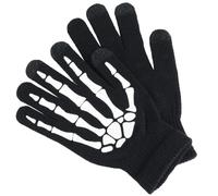 IWOWHERO Guantes Halloween Adulto Esqueleto Luminoso y Cálidos, 1 Par | Fibra Acrílica, Estampado Temático, Efecto Visible, Uso Outdoor y Entrenamiento, para Motos y Pesca