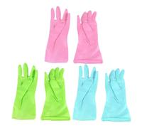 IWOWHERO Guantes para Lavar Platos 3 Pares, Guantes de Limpieza de Cocina de Goma, Impermeables, Antideslizantes, Finos, Talla L, para Cocina y Lavandería Doméstica Color Color Aleatorio
