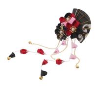 IWOWHERO Japanese Kimono Hair Clip Floral Fan Barrette With Tassel Handcrafted Traditional Japanese Hanfu Style Hairpin For Women Cosplay Wedding Festival Accessories