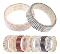 IWOWHERO Juego de 10 Rollos de Cinta Adhesiva de Washi para Álbum de Recortes, Estilo Simple, Fácil de Rasgar a Mano Residuo Adhesivo, Adecuado para Diario y Manualidades