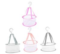 IWOWHERO Juego de 4 Cestas de Secado Colgantes de Malla Ventilada para Esponjas y Brochas de Maquillaje 20 CM Colores Gris Rosa Rosa Claro y Verde Matcha Secador Portátil para Ropa