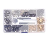 IWOWHERO Kit de 120 Botones Metálicos de Presión de 12,5 Mm Herramienta para Coser, Accesorios de Bricolaje para Ropa y Bolsos, Adecuado para Manualidades y Reparación de Prendas