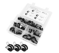 IWOWHERO Kit Surtido de Abrazaderas de Manguera Forma de R de Acero Inoxidable 304 Revestimiento de Goma Clips para Tubo Amortiguadores de Vibración para Líneas de Combustible Mangueras