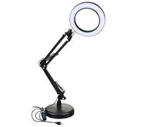 IWOWHERO Lámpara LED Lupa 5X Plegable y Multifunción Base Negra Luz Segura para Belleza Manicura Tatuajes y Bordado Adecuado para Trabajos Detallados y Mantenimiento