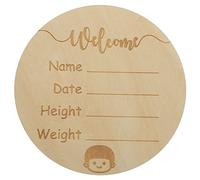IWOWHERO Letrero De Bienvenida Madera Redondo Signo De Nacimiento Personalizado Para Recién Nacidos Decoración Chic y Accesorio Fotográfico Para Capturar Momentos Especiales
