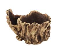 IWOWHERO Macetero de Cemento Doble Compartimento con Diseño Retro de Tocón Madera Maceta Creativa para Suculentas y Plantas de Interior Decoración Rústica para Hogar y Oficina Color