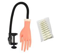 IWOWHERO Mano de Silicona Flexible para Práctica de Uñas Postizas con Soporte y 500 Puntas de Uñas para Decoración Profesional en Salón y Formación