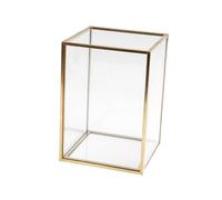 IWOWHERO Organizador de Pinceles de Maquillaje Transparente con Borde Dorado Cubo Multifuncional para Cosméticos Almacenamiento para Escritorio y Tocador