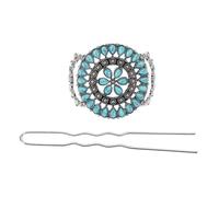 IWOWHERO Palillo Cabello Vintage Turquesa de Aleación de Zinc Forma de Flor, Accesorio Retro Que Decora el Pelo sin Dañarlo, Adecuado para Obsequio Especial
