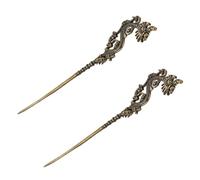 IWOWHERO Palillos Cabello Vintage Diseño De Dragón De Latón 2 Unidades Para Cabello Medio a Grueso Uso Multiusos Bodas y Fiestas Tradicionales