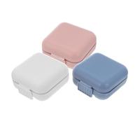 IWOWHERO Pastillero de Viaje Portátil 5 Compartimentos Herméticos Organizador de Pastillas de Bolsillo Estuche para y Medicamentos Set de 3 Unidades en Colores Rosa Naranja Gris Azul y