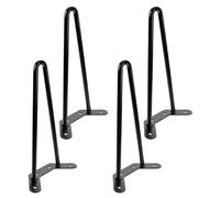 IWOWHERO Patas de Mesa de Horquilla de Metal Negro 400mm Altura Vertical 4 Unidades Soporte Resistente para Muebles de Cocina, Comedor y Escritorio Protector Antirayaduras